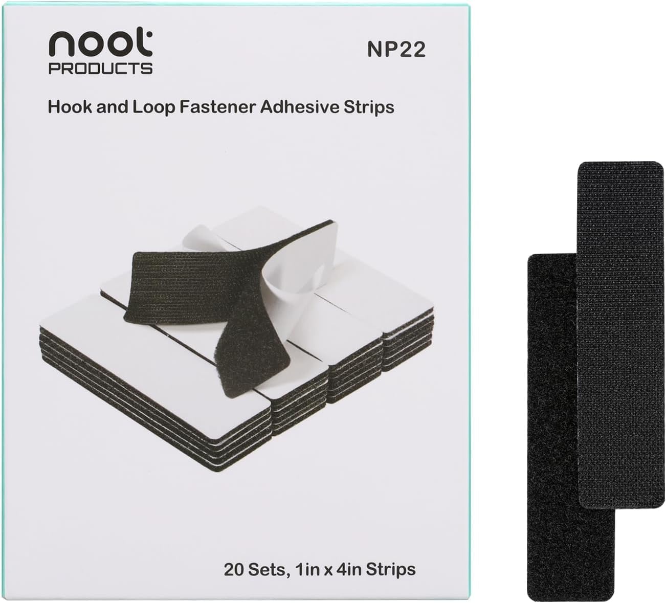 20 Sets 1x4 Inch Hook and Loop Fastener Strips with Adhesive Heavy Duty Double Sided Sticky Picture Hanging Wall Mounting Tape for Home and Office Use, Black