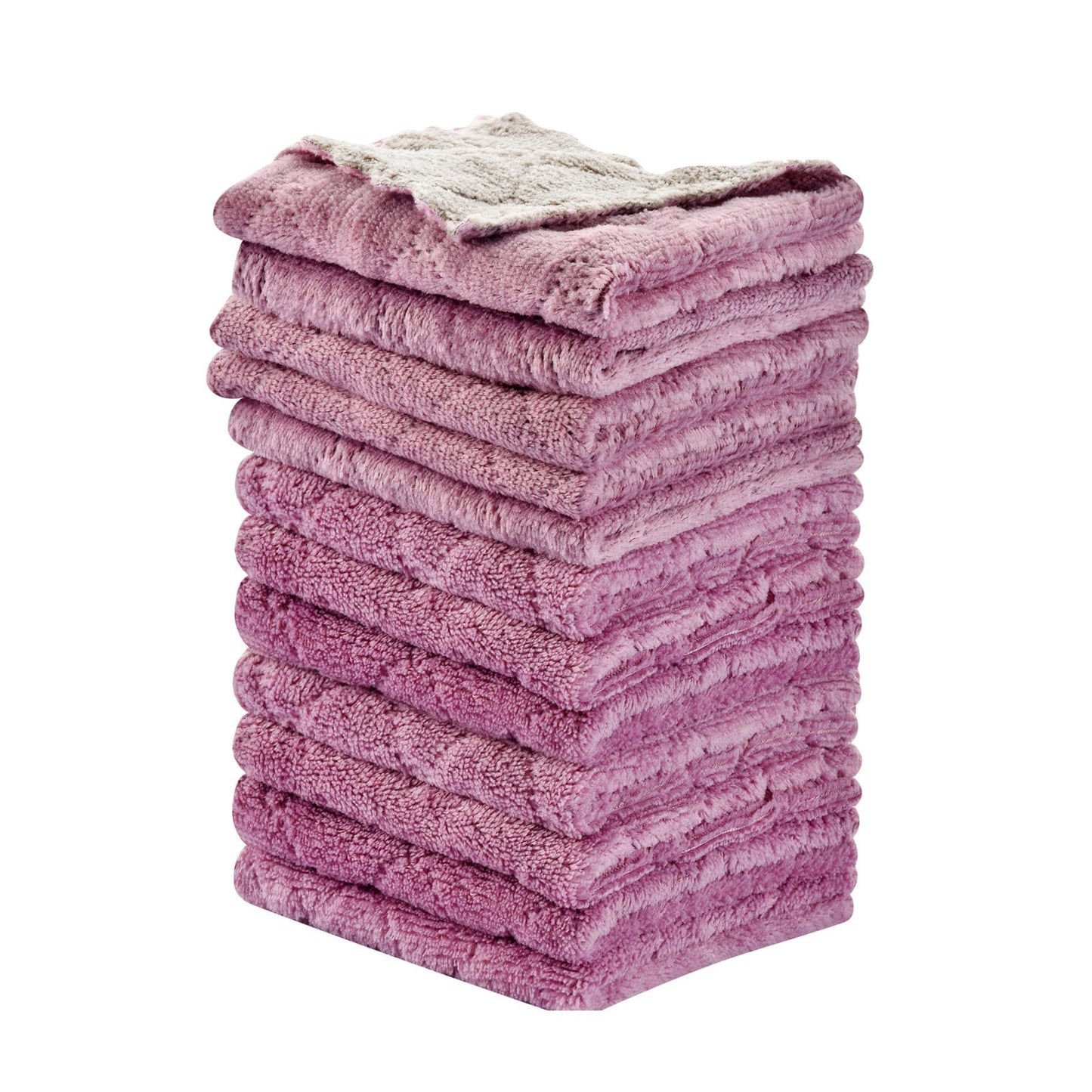 Microfiber Cleaning Cloth 10-Pack - Super Absorbent Multi-Purpose Towel for Kitchen Car Home - Lint Free Soft Cleaning Rag - 15x20cm Purple+Gray