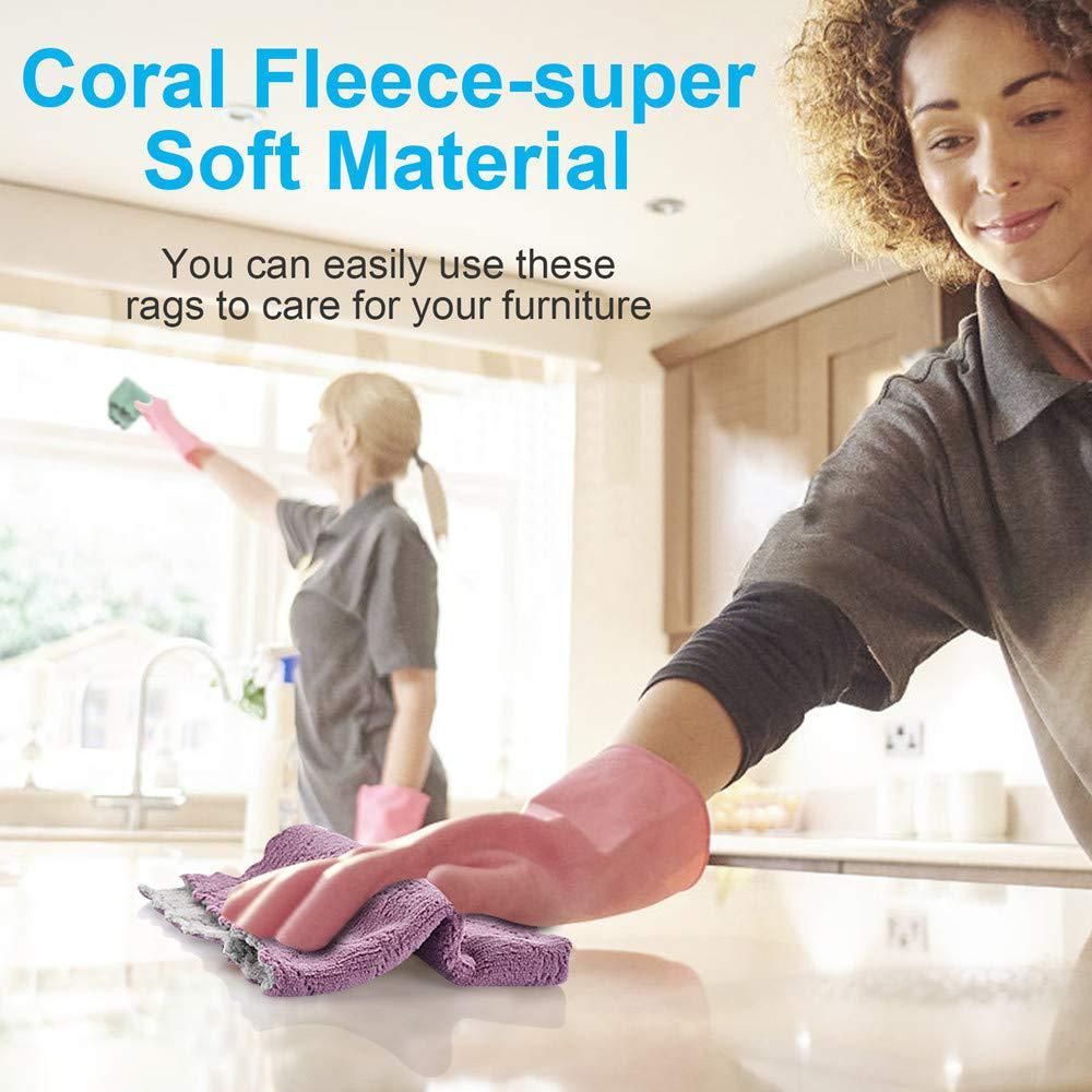 Microfiber Cleaning Cloth 10-Pack - Super Absorbent Multi-Purpose Towel for Kitchen Car Home - Lint Free Soft Cleaning Rag - 15x20cm Purple+Gray