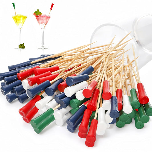 400 Pcs Golf Picks, 6" Cocktail Fruit Tee Toothpicks for Appetizers, Bamboo Themed Sandwich Skewers, End Charcuterie Stick Catered Events Buffet Party Decoration, Multicolor
