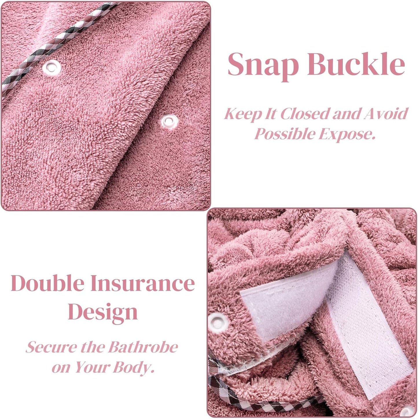 2 Pcs Bath Towel Wrap Set, Microfiber Soft Shower with Head Cover, Adjustable Closure Bathrobe for Women, Super Absorbent Body Dress and Hair Spa Gym