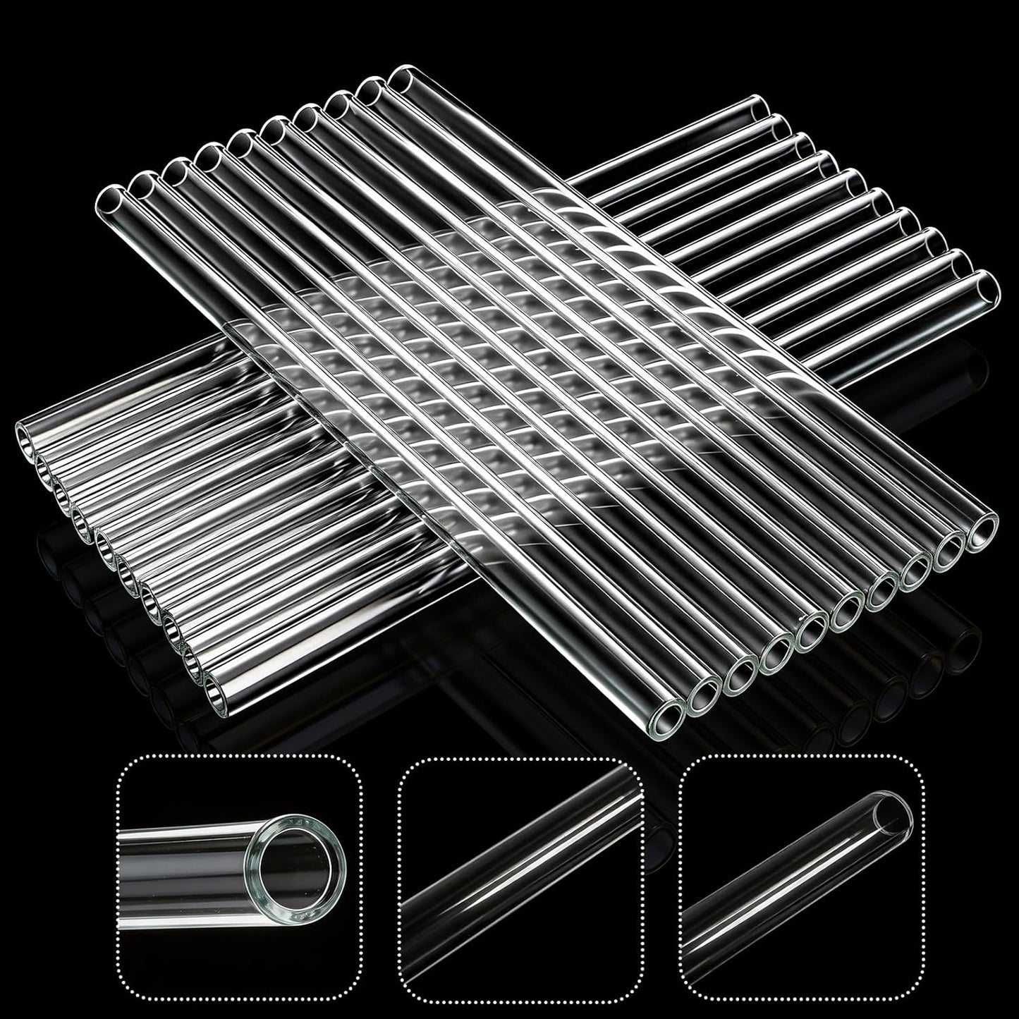 20 Pieces 12 In Glass Blowing Tubes, 12mm OD 8mm ID 2mm Thick Wall Borosilicate Pipe, Clear glass Bubble Tubing with 4 Cleaning Brush for Laboratory Experiment Art DIY