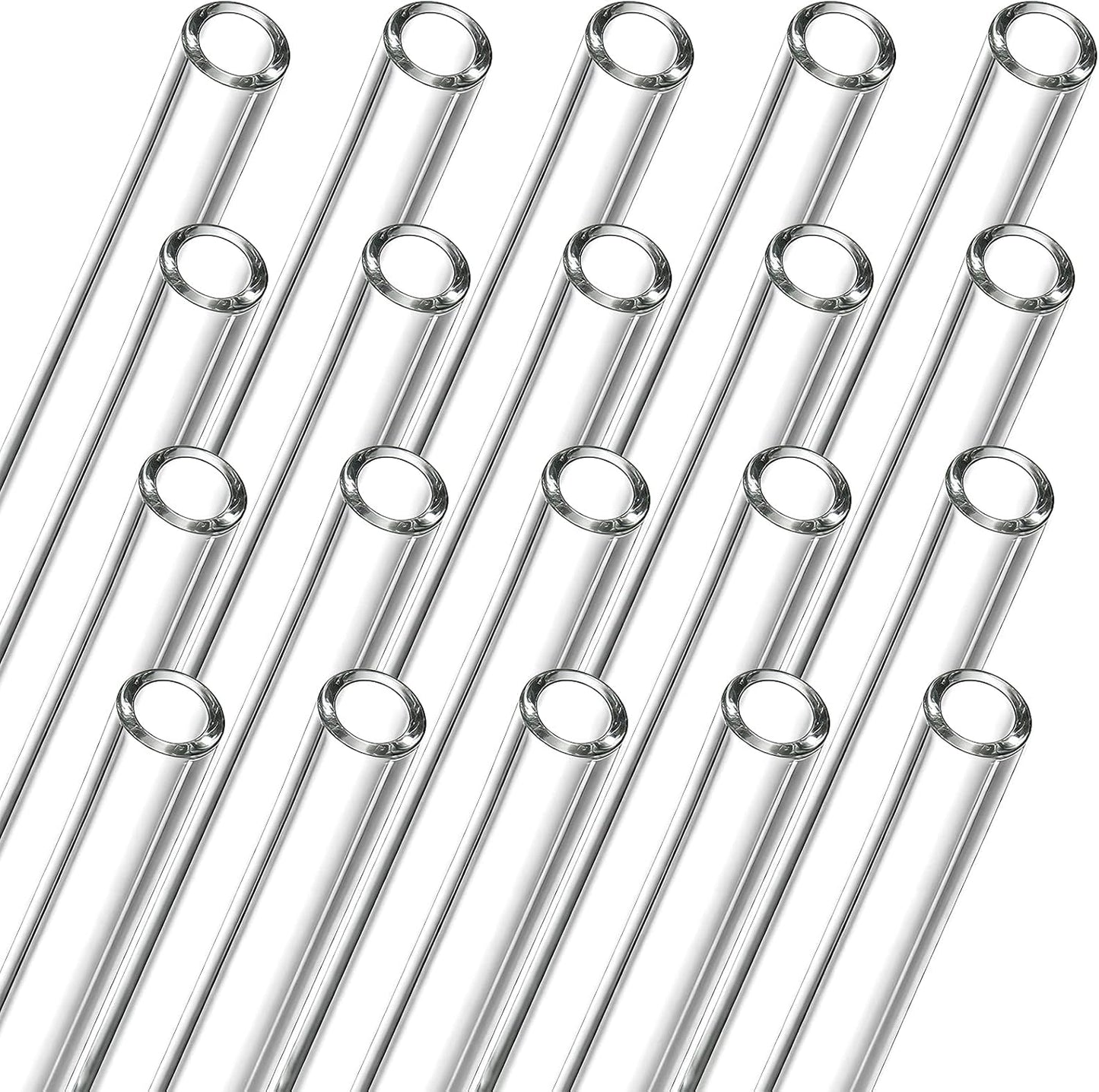 20 Pieces 12 In Glass Blowing Tubes, 12mm OD 8mm ID 2mm Thick Wall Borosilicate Pipe, Clear glass Bubble Tubing with 4 Cleaning Brush for Laboratory Experiment Art DIY