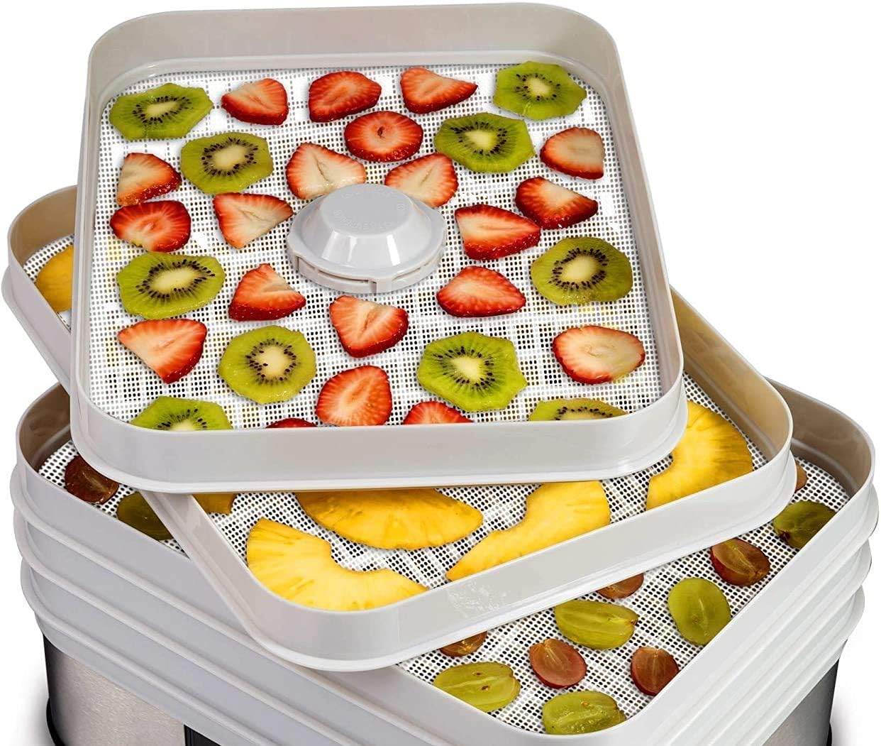 6 Pack Silicone Dehydrator Sheets,Non-stick Food Fruit Mats Reusable Steamer Mesh Mat for Dryer (6, 14 x inch)  inch