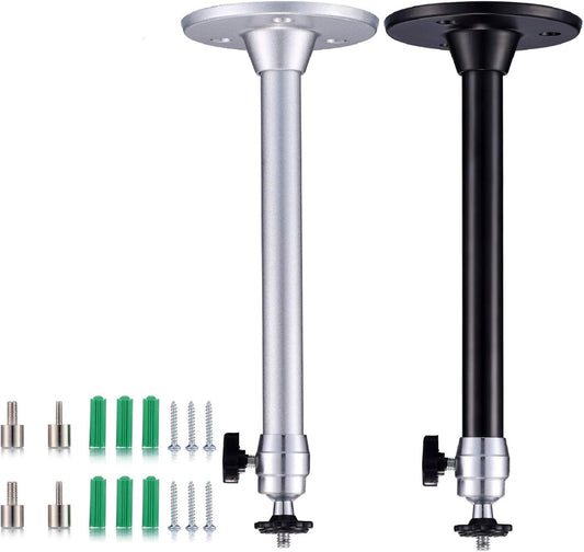 2 Pack Mini Ceiling Projector Mount Set, Adjustable Drop Wall Mounts Tubes with 360 Degrees Rotatable Heads, 3 Sizes of Mounting Heads and Screws Accessory
