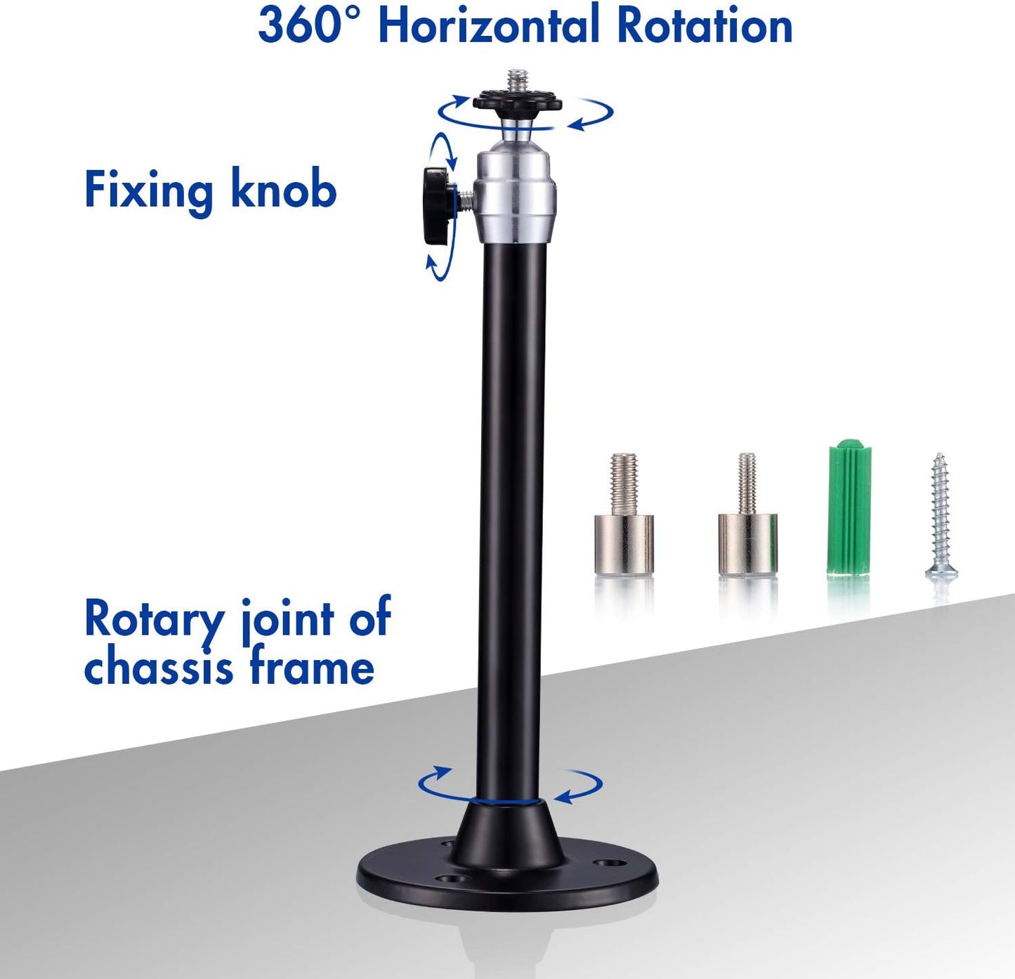 2 Pack Mini Ceiling Projector Mount Set, Adjustable Drop Wall Mounts Tubes with 360 Degrees Rotatable Heads, 3 Sizes of Mounting Heads and Screws Accessory