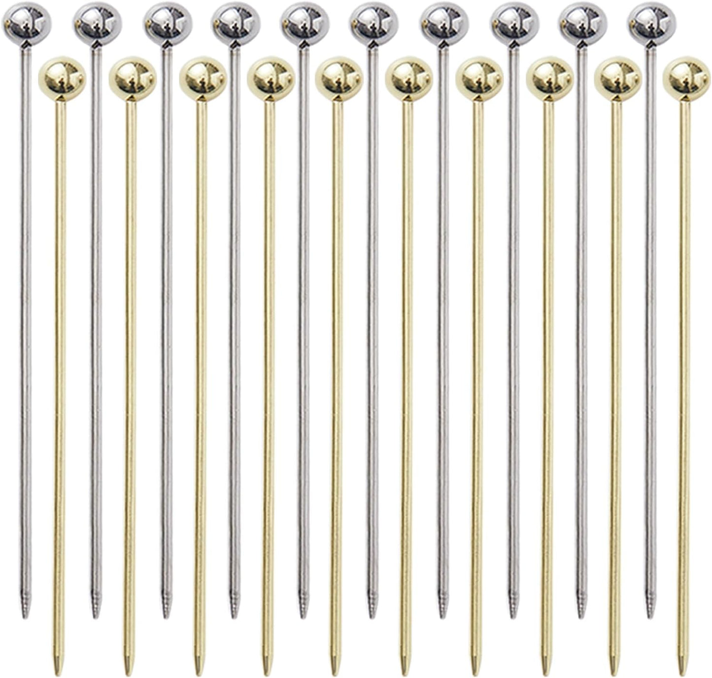 20 PCS Stainless Steel Cocktail Toothpicks, Picks for Drinks, Reusable Skewers Metal Tooth Appetizers (4.3 Inch)