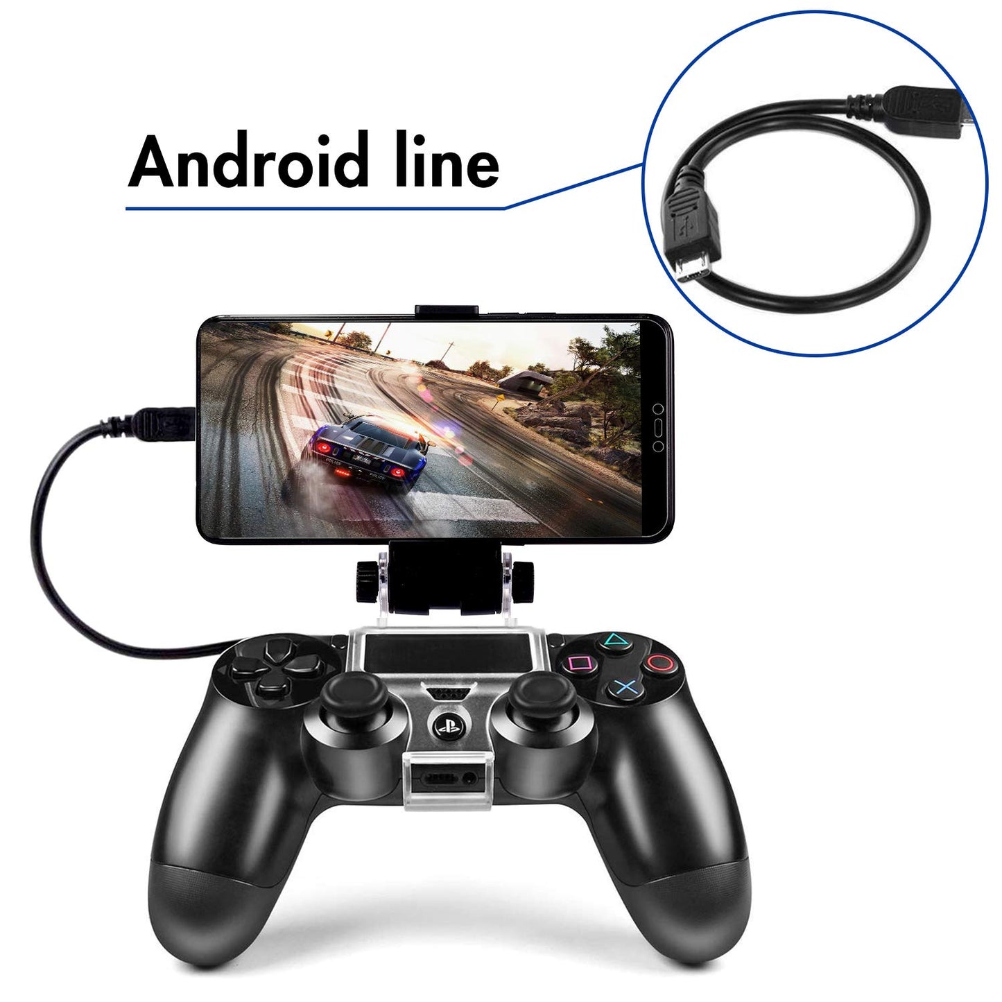 PS4 Controller Phone Clip, Slim Pro Grip for Android Smart Phone, 180 Degree Gaming Holder Mount Stand Bracket PlayStation 4 Game 6 in Samsung, Pixel, OnePlus