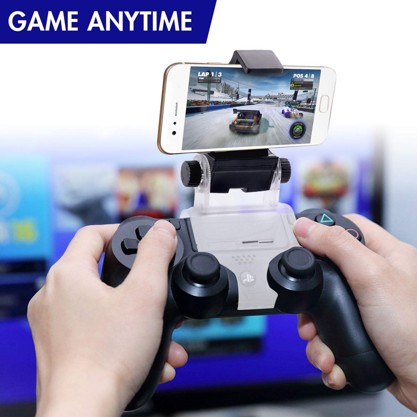 PS4 Controller Phone Clip, Slim Pro Grip for Android Smart Phone, 180 Degree Gaming Holder Mount Stand Bracket PlayStation 4 Game 6 in Samsung, Pixel, OnePlus