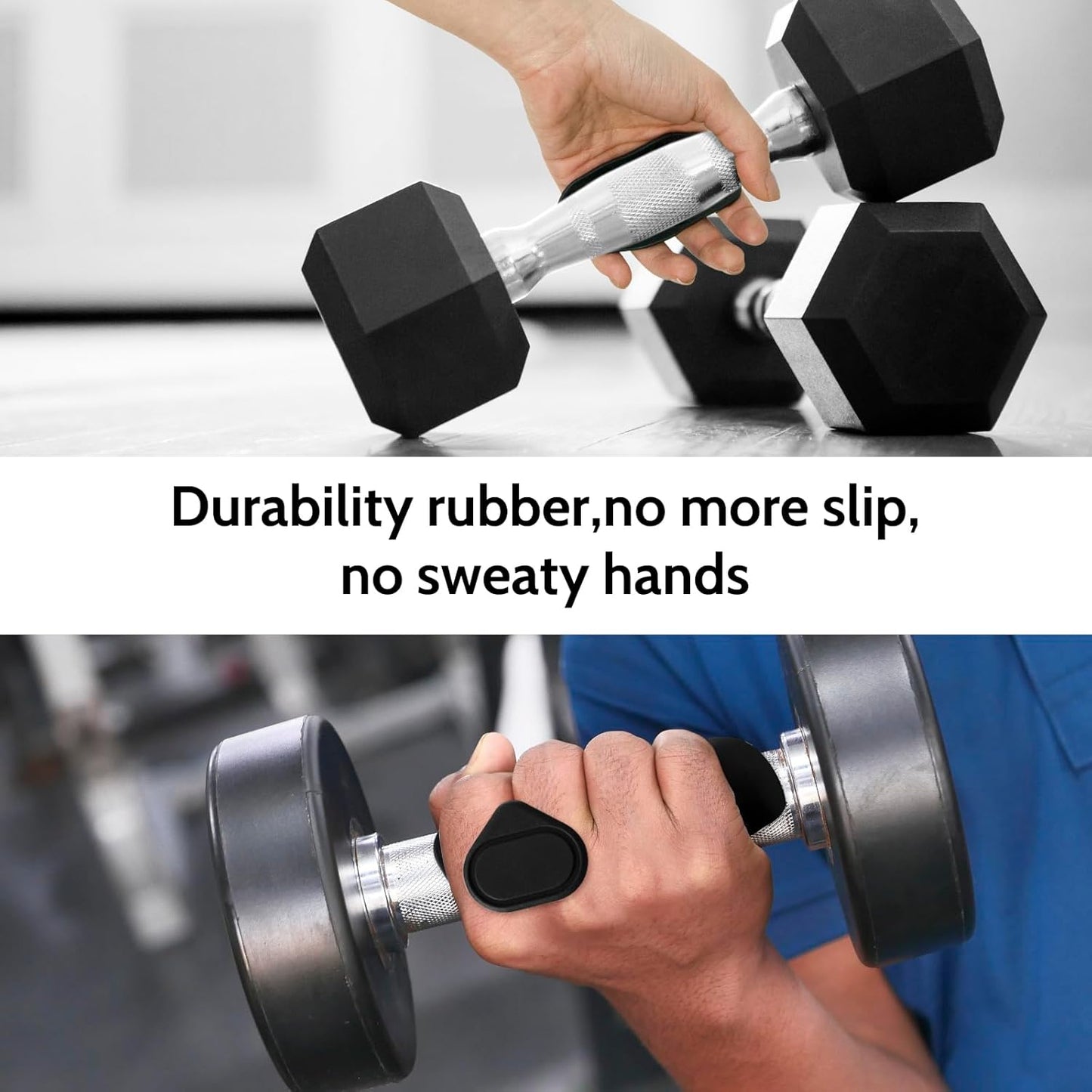 Weight Lifting Grips - Rubber Anti-Slip Workout Grips, Ergonomics Hand Protector Gloves for Gym Training and Exercise, Dumbbell, Bar Pad, Pull Up Men Women, No Sweaty (Black)