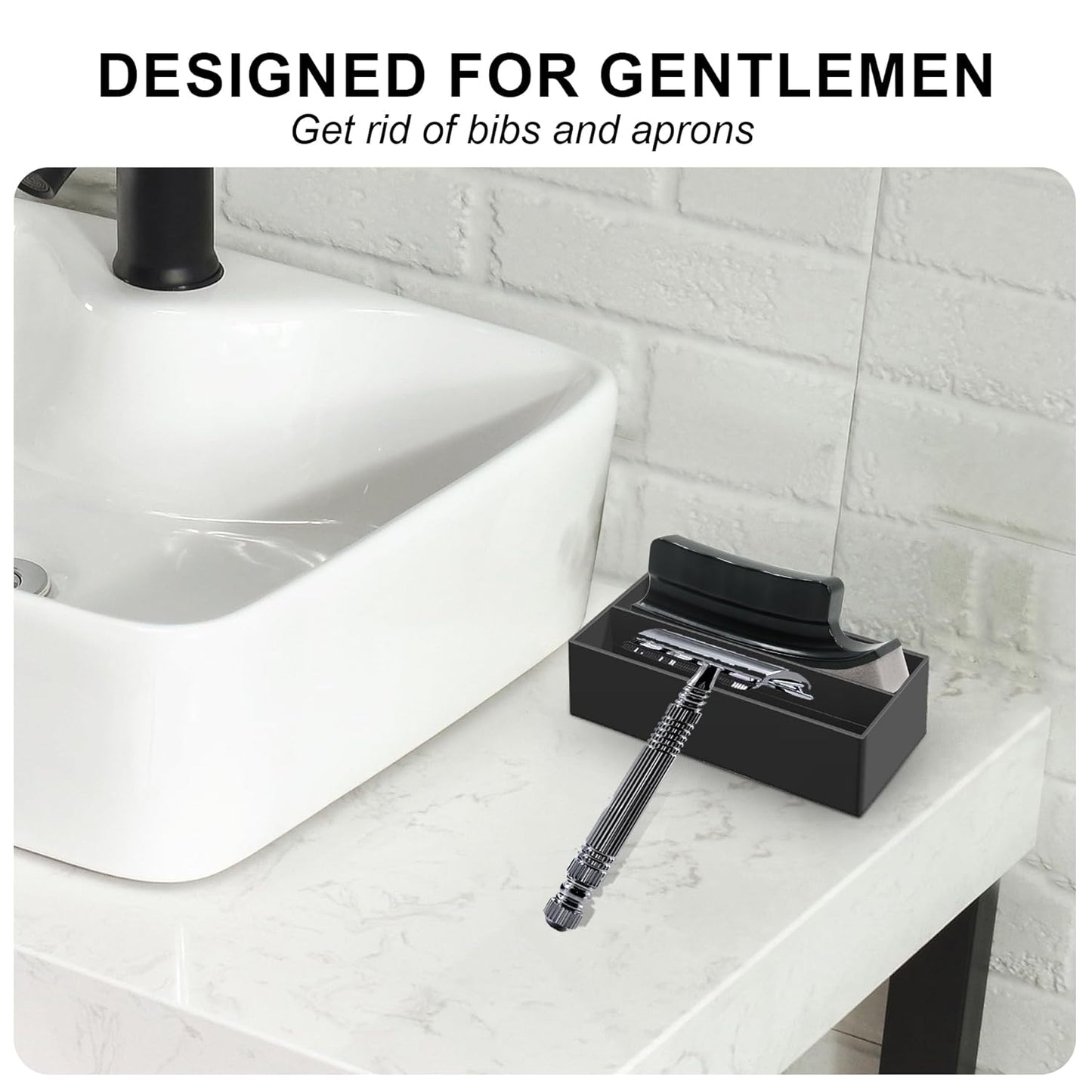 Beard Cleaner Brush and Holder Set: Cleaning Tool for Sink 1 Original sized Use Trimmings Men Countertops (Set) Set