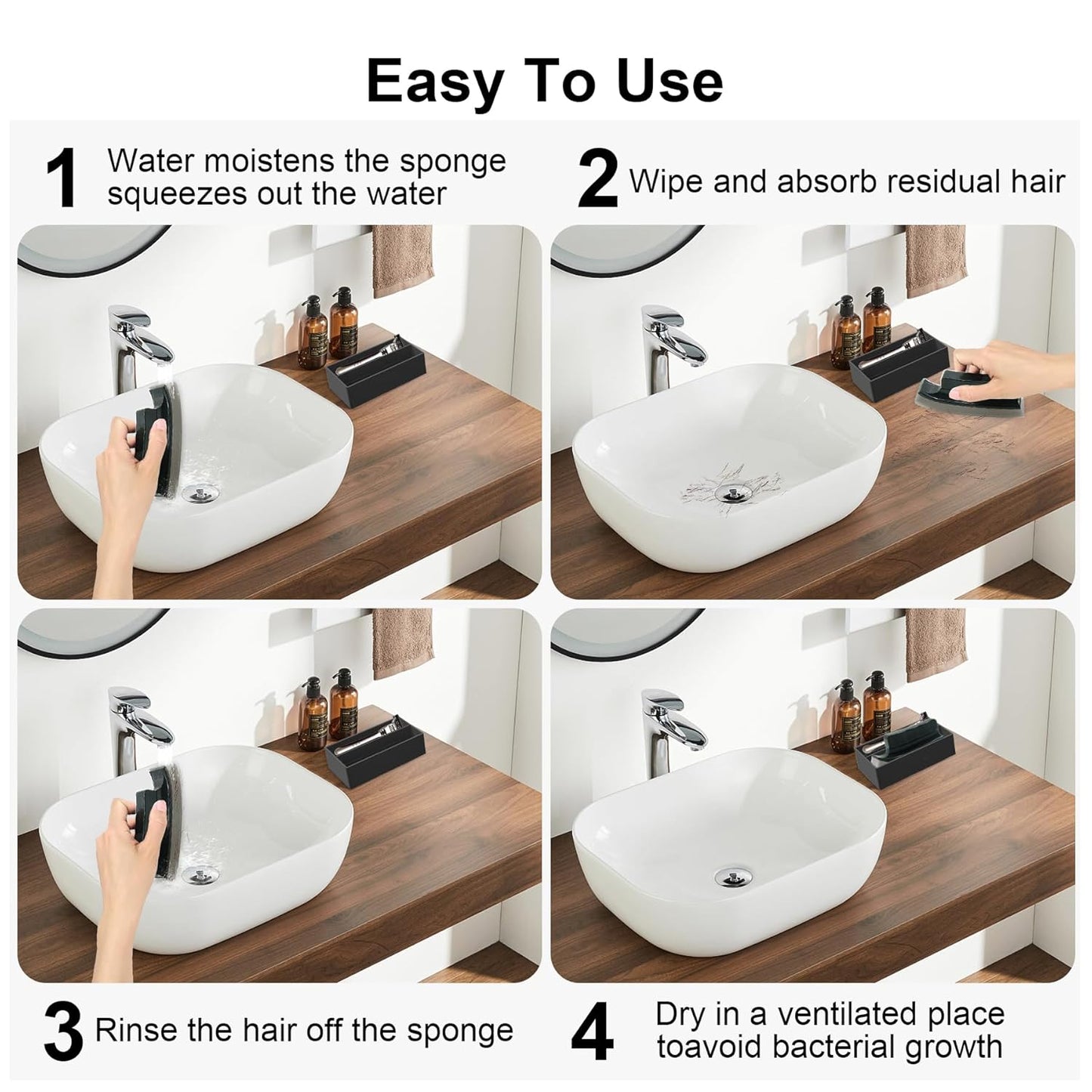 Beard Cleaner Brush and Holder Set: Cleaning Tool for Sink 1 Original sized Use Trimmings Men Countertops (Set) Set