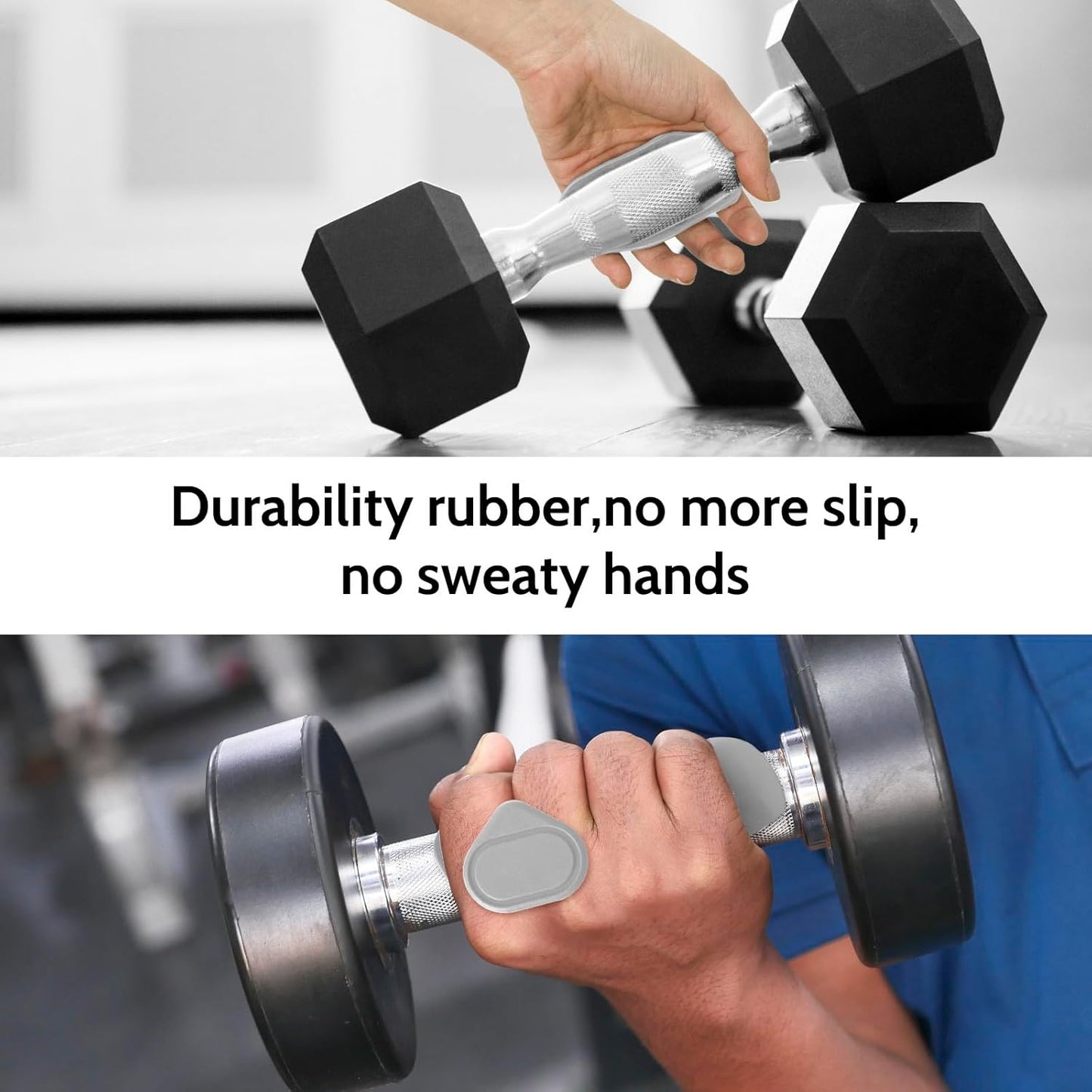 Weight Lifting Grips - Rubber Anti-Slip Workout Grips, Ergonomics Hand Protector Gloves for Gym Training and Exercise, Dumbbell, Bar Pad, Pull Up Men Women, No Sweaty (Grey)