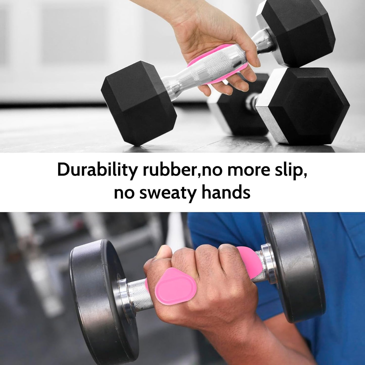 Weight Lifting Grips - Rubber Anti-Slip Workout Grips, Ergonomics Hand Protector Gloves for Gym Training and Exercise, Dumbbell, Bar Pad, Pull Up Men Women, No Sweaty (Red)
