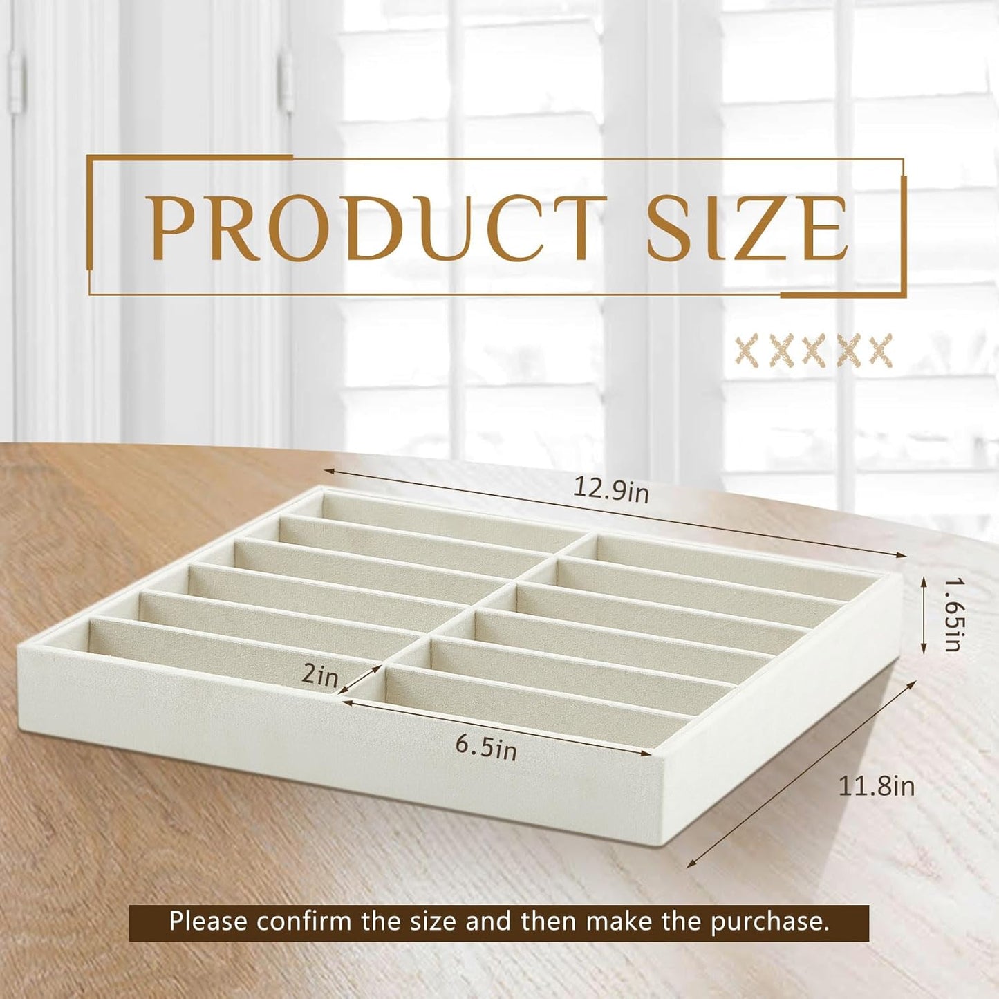 2 Pcs Sunglass Organizer Trays Glasses Stackable Jewelry Display Box (12 Grids,Beige) Beige 12 Grids