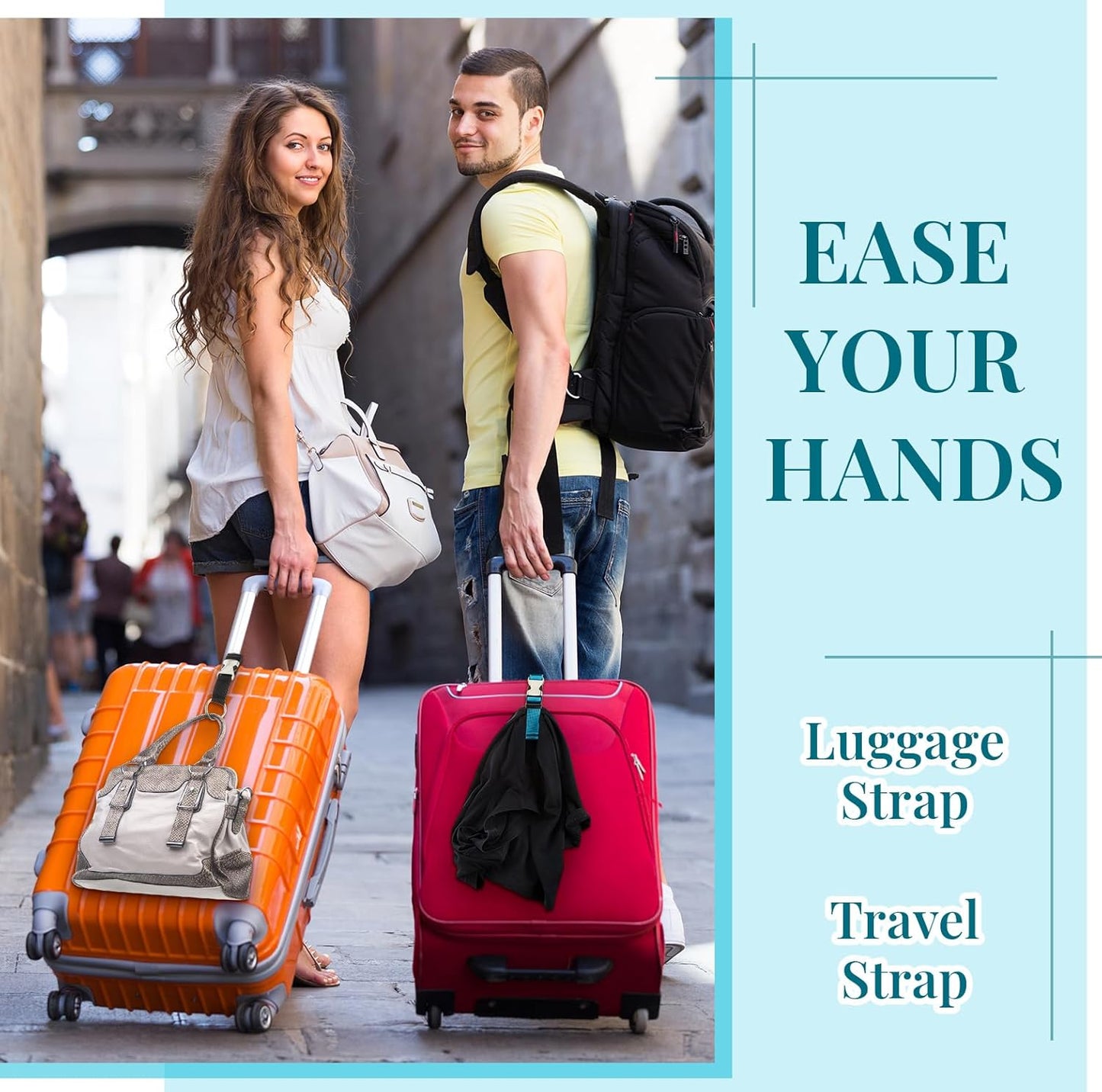 3 Pcs Add a Bag Luggage Straps Gripper Heavy Duty Jacket Valises Strap for Travel Belt with Buckle Adjustable Baggage Black, Blue and Grey