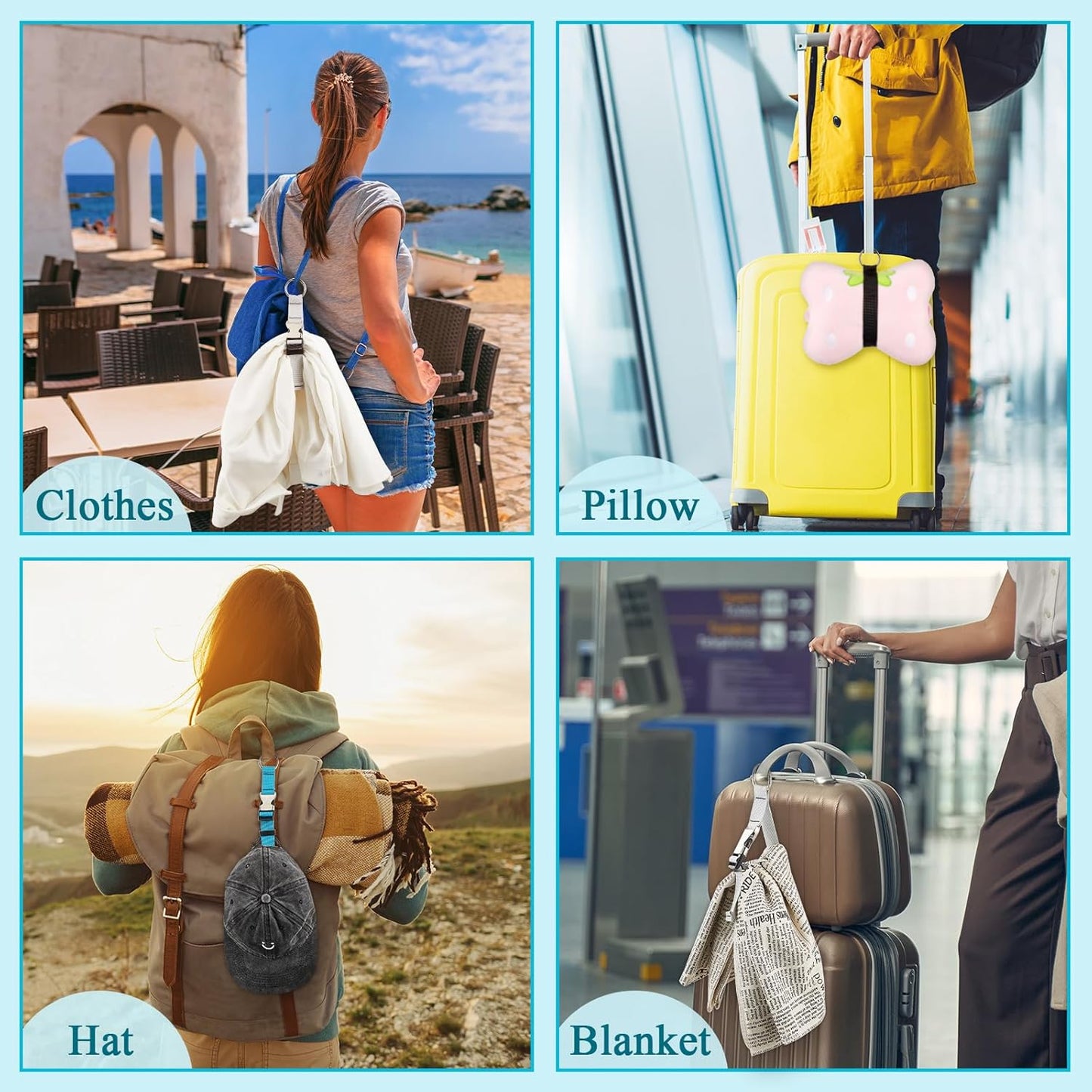 3 Pcs Add a Bag Luggage Straps Gripper Heavy Duty Jacket Valises Strap for Travel Belt with Buckle Adjustable Baggage Black, Blue and Grey