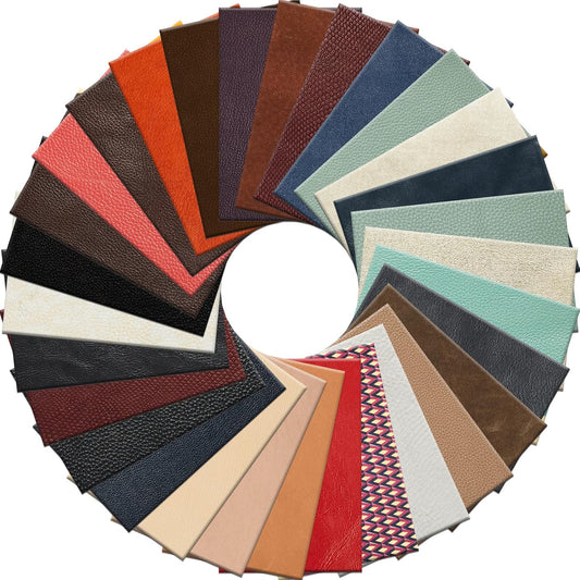 30 Pcs Genuine Leather Scraps for Craft 12 x 7.8 Inch Tooling Sheets Material(Multicolor) Multicolor