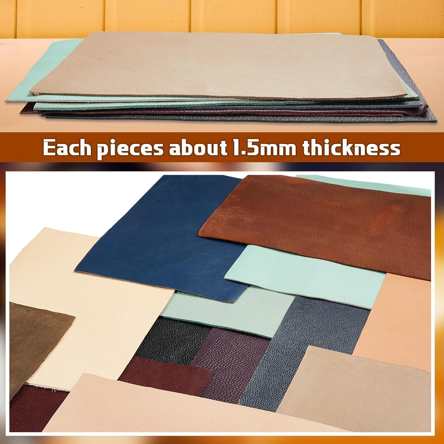30 Pcs Genuine Leather Scraps for Craft 12 x 7.8 Inch Tooling Sheets Material(Multicolor) Multicolor