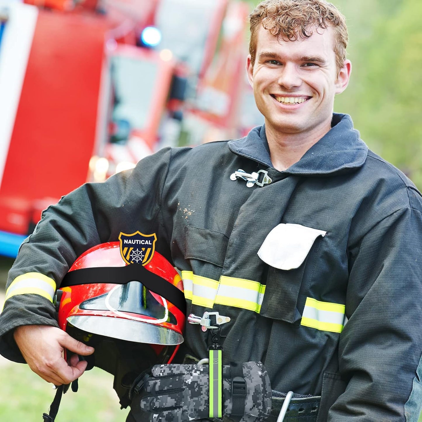 4 Pcs Firefighter Tools Include 2 Helmet Band Glove Strap Holder Fire Safety with Reflective Trim Accessories