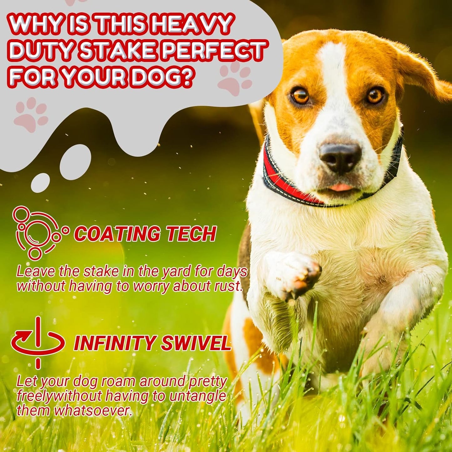 2 Set Dog Tie Out Cable and Stake - 30ft Leash Chain, 16" Spiral for Outside Yard Medium to Large Dogs up 125 Lbs (Red) Red