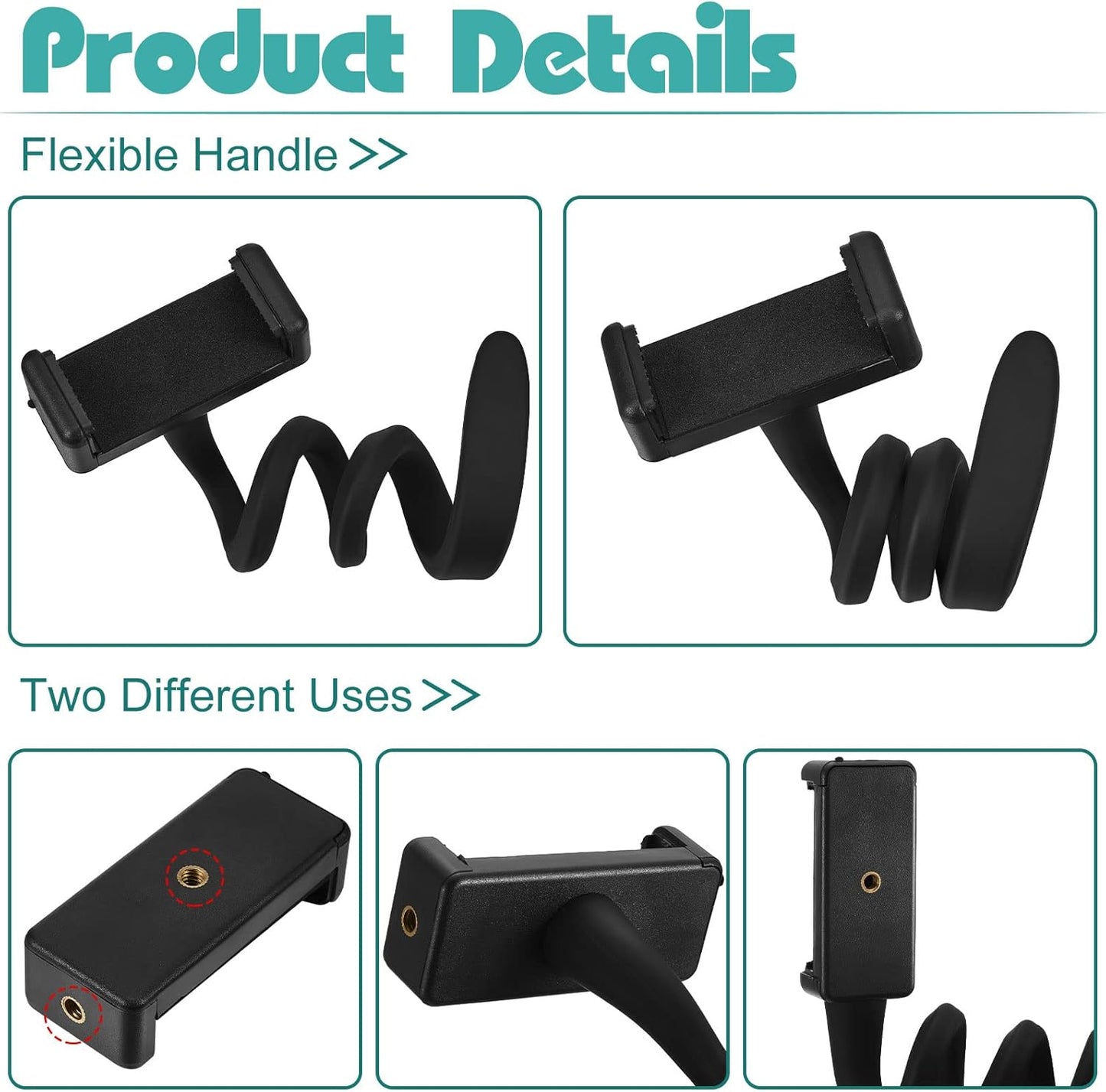2 Pcs Stroller Phone Holder Portable Cell Stand Universal Accessories for Parent Baby Toddler Cellphone Clamp with Non Slip Silicone Arm Grip(Black,Novel) Black