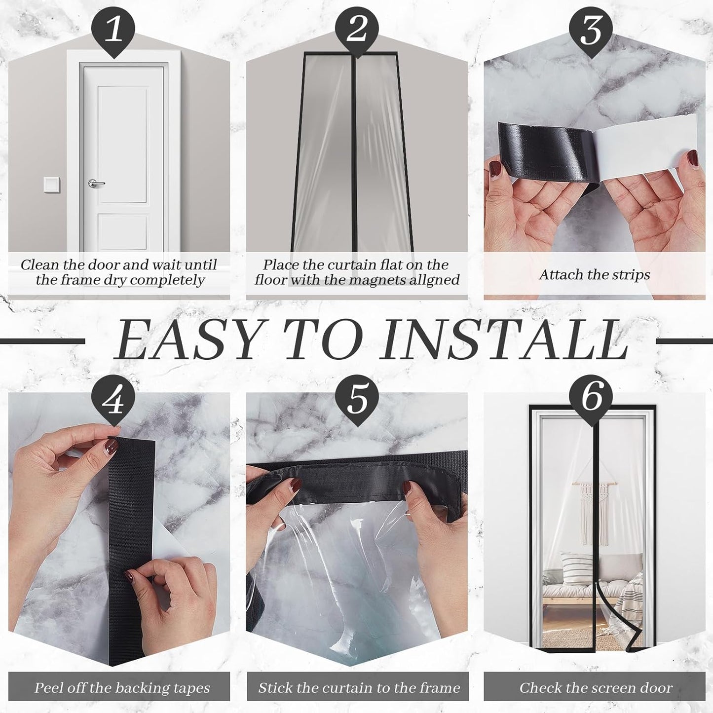 Zipper 60 x 102 Inch Dust Barrier Door Kit Construction 5 8.5 ft Reusable Plastic Curtain Cover Containment Standard Doorway Temporary Wall Screen Sheeting for Bathroom Hallway Black