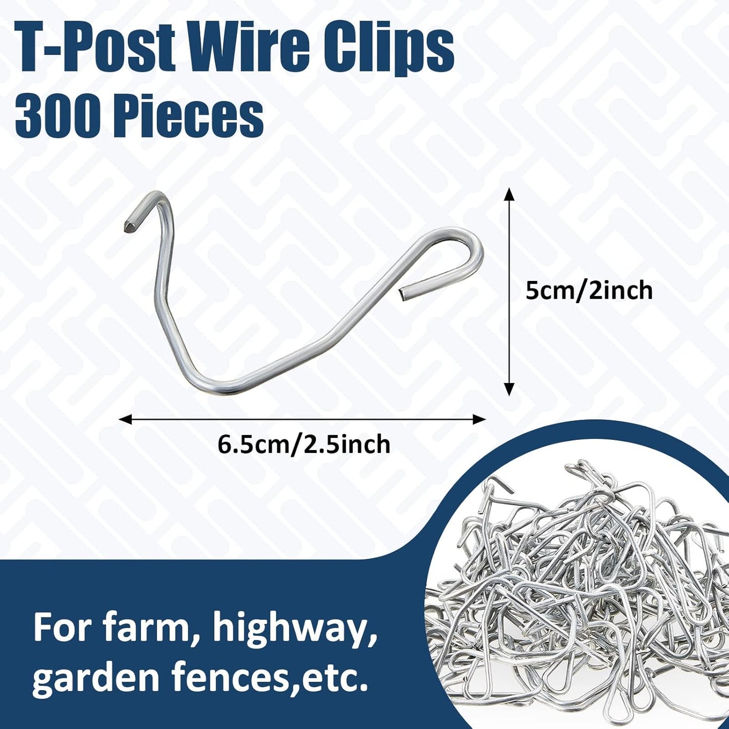 300 Pieces T Post Wire Clips Fence Fencing for Securing Galvanized Steel Barbed Garden Farm Highway Sport Fences