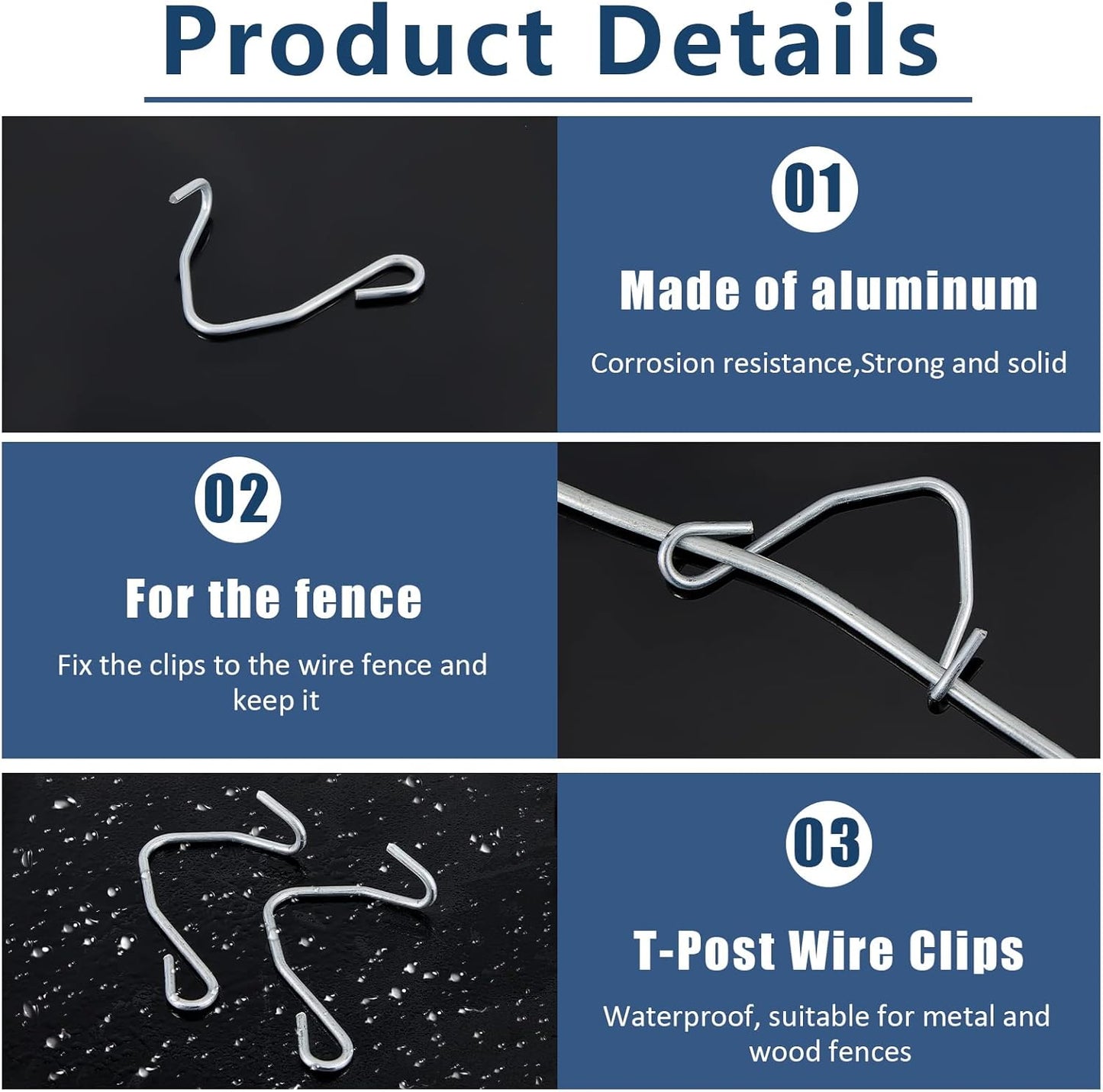 300 Pieces T Post Wire Clips Fence Fencing for Securing Galvanized Steel Barbed Garden Farm Highway Sport Fences