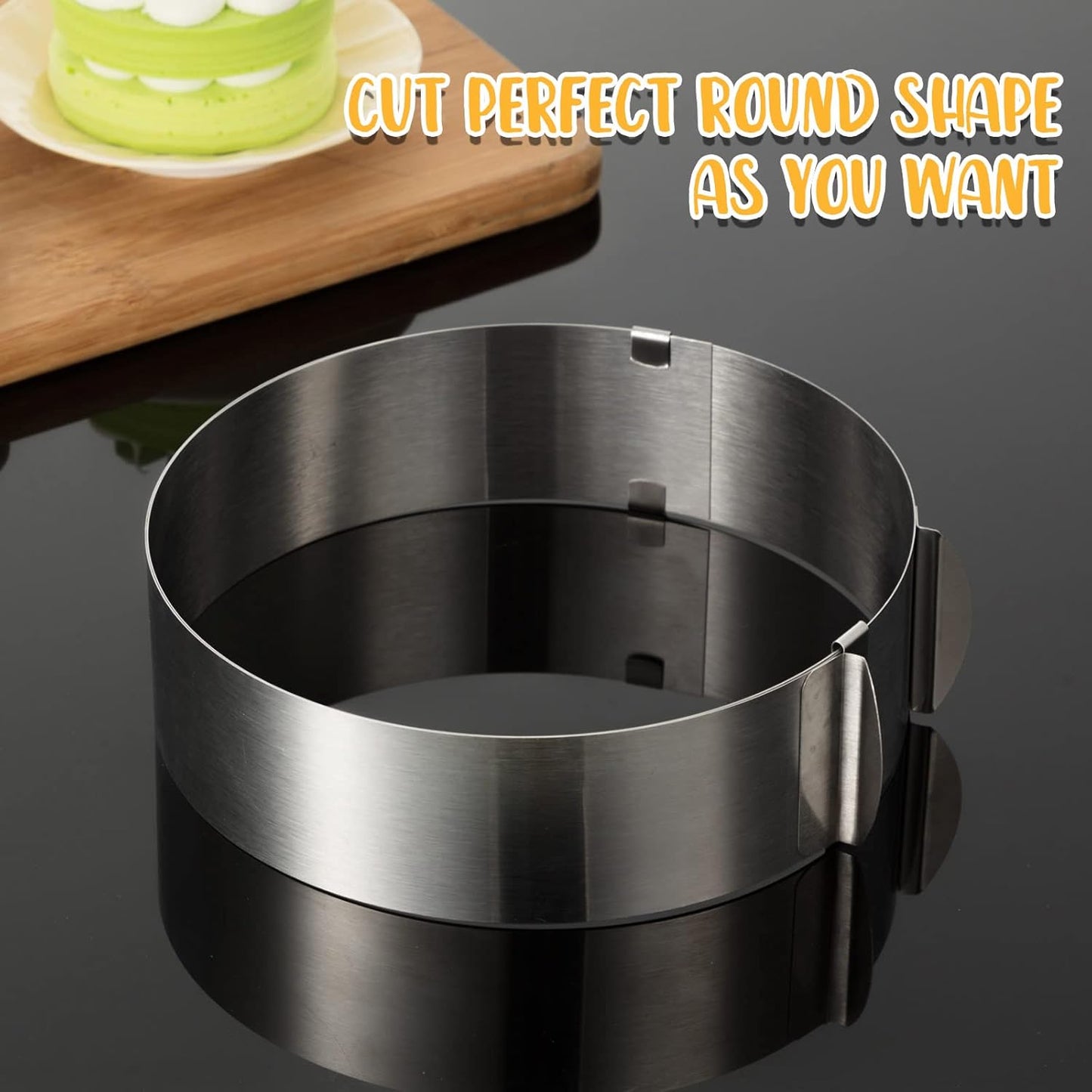 6-12 Inch Round Cookie Cutter Adjustable Circle Stainless Steel Cake Trimmer for Baking Kit Mousse Layered Biscuit Food Tiramisu Pastry
