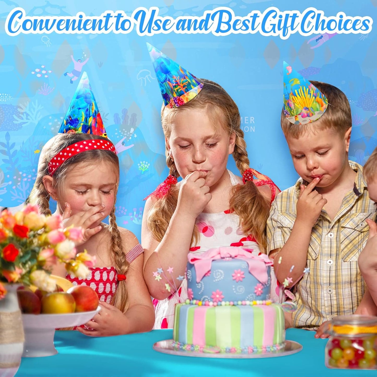 12 Pcs Ocean Theme Round Tablecloth,disposable Assorted Blue Tablecloth, Plastic Light Table Covers for Under the Sea Beach Surf Pool Party Birthday Decoration, 84" Inch