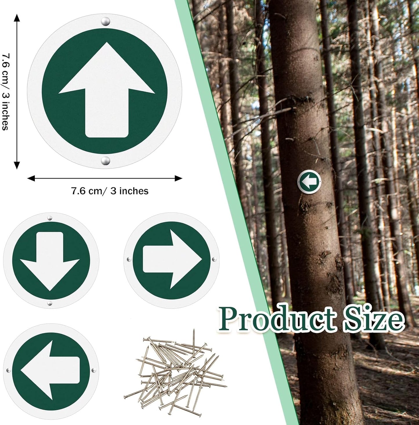 36 Piece Trail Markers Bright Reflective Green Signs Marking Reflectors for Hiking Hunting Camping Backpacking Walking Driveway Office New Place, Easy to Mount