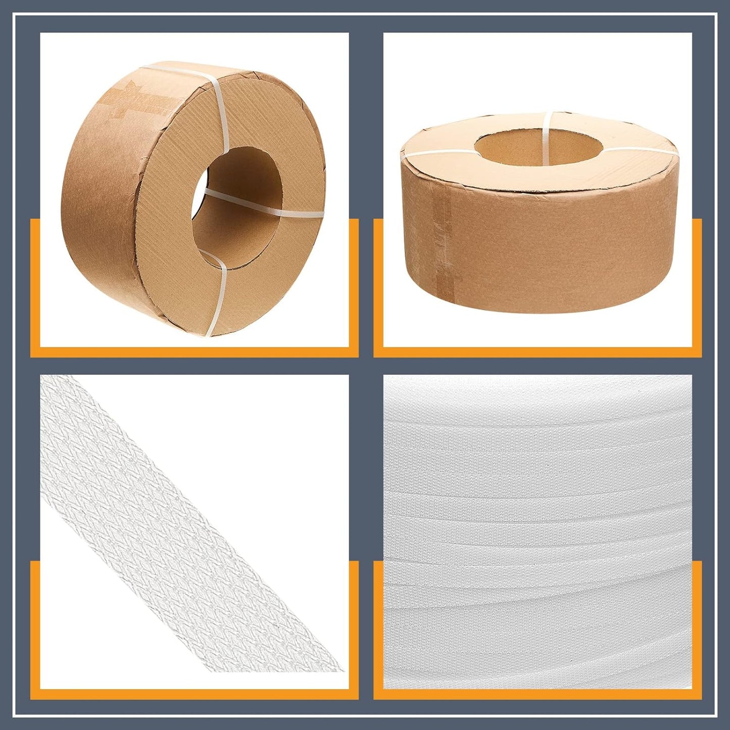 1/2 Inch Strapping, Polypropylene (PP) Heavy Duty Poly Packaging Strapping Roll 440 Lbs Break Strength for Banding Packing Industrial Machine(9900 ft,White) White 9900 ft