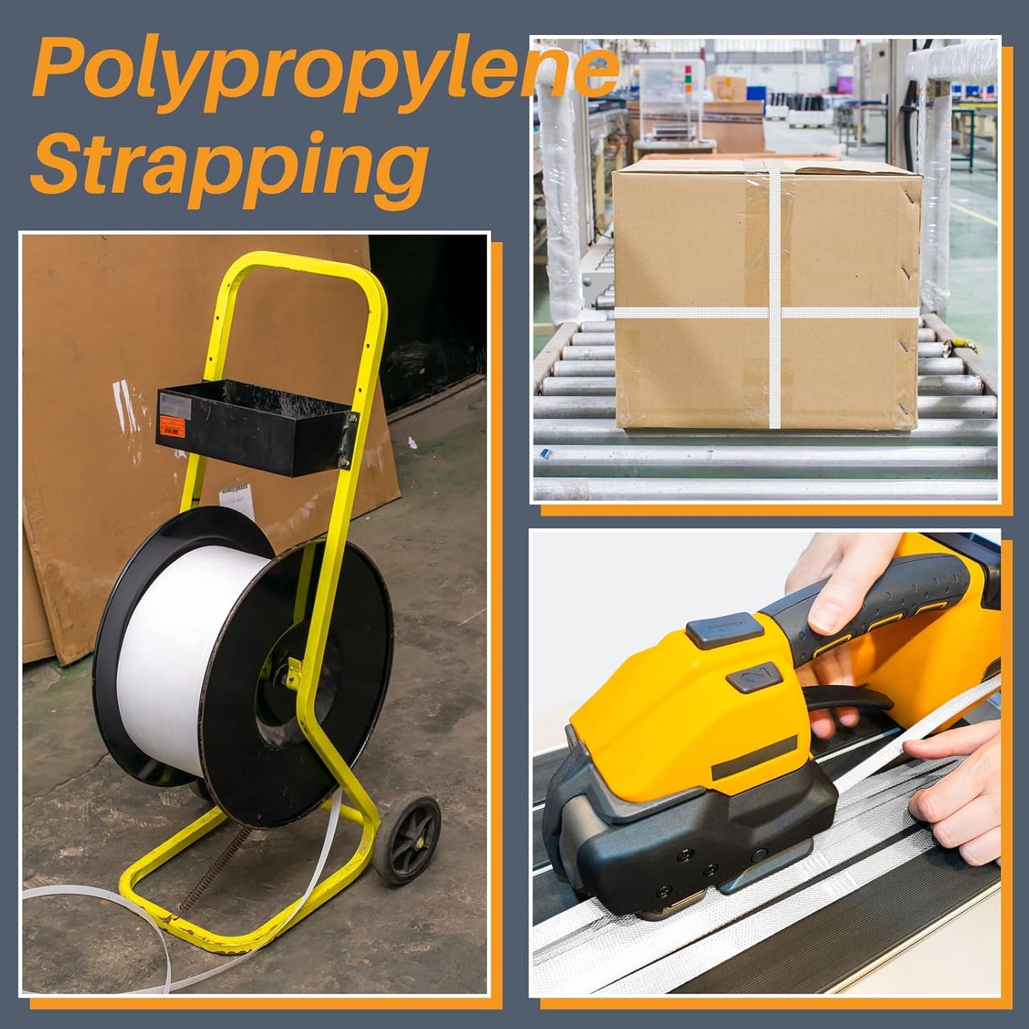 1/2 Inch Strapping, Polypropylene (PP) Heavy Duty Poly Packaging Strapping Roll 440 Lbs Break Strength for Banding Packing Industrial Machine(9900 ft,White) White 9900 ft