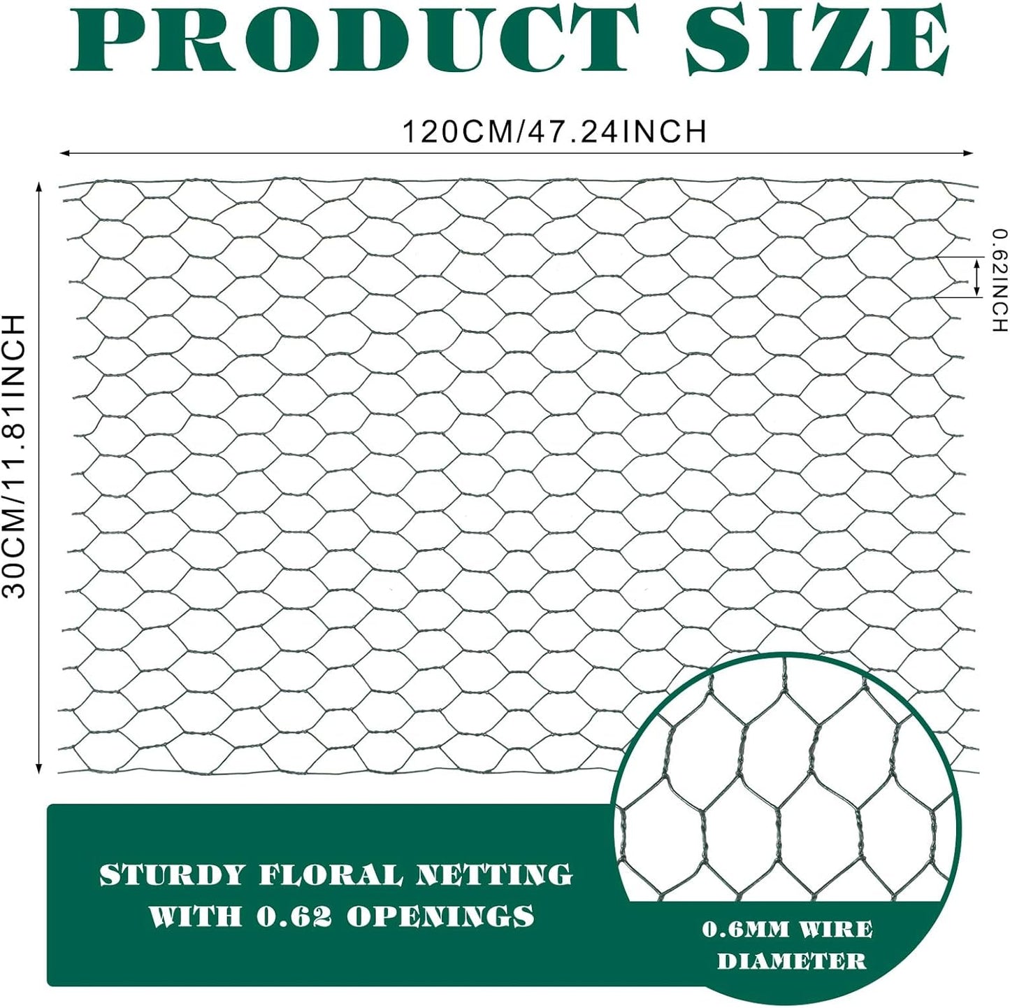 2 Pack Chicken Wire for Floral Arrangements 0.6 Inch Mesh Hexagonal Galvanized PVC Coated Netting Wires Fence Green Crafts Poultry Garden(12 x 48 Inch)  12