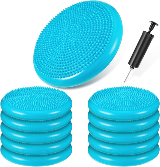 10 Pcs Wobble Cushion Wiggle Seat for Sensory Kid Flexible Seating Promotes Active Learning Improves Student Productivity Stability Inflated Balance Disc Pad with Air Pump Classroom Mint Green