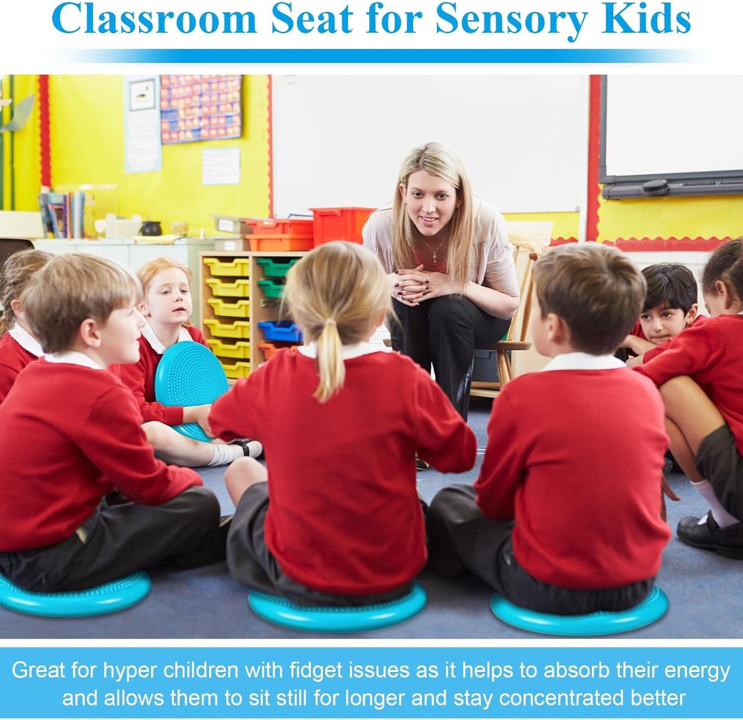 10 Pcs Wobble Cushion Wiggle Seat for Sensory Kid Flexible Seating Promotes Active Learning Improves Student Productivity Stability Inflated Balance Disc Pad with Air Pump Classroom Mint Green