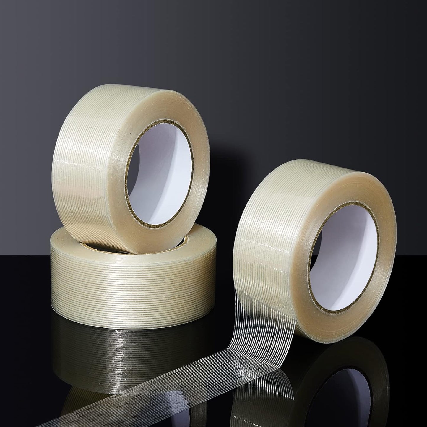 12 Rolls Filament Strapping Tape 5.7 Mil Heavy Duty Transparent Reinforced Fiberglass for Packaging Sealing Binding Fixing Supplies(2 Inch x 55 Yard)  2 Yard