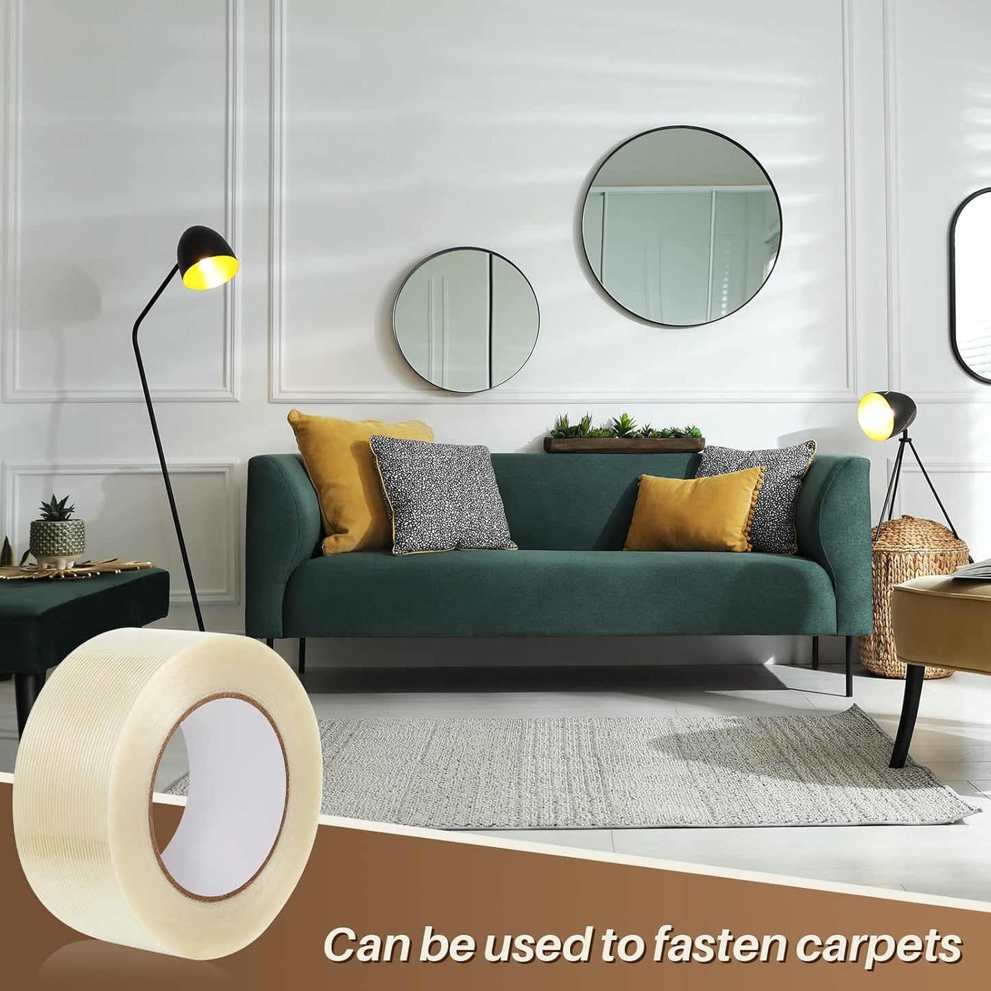 12 Rolls Filament Strapping Tape 5.7 Mil Heavy Duty Transparent Reinforced Fiberglass for Packaging Sealing Binding Fixing Supplies(2 Inch x 55 Yard)  2 Yard