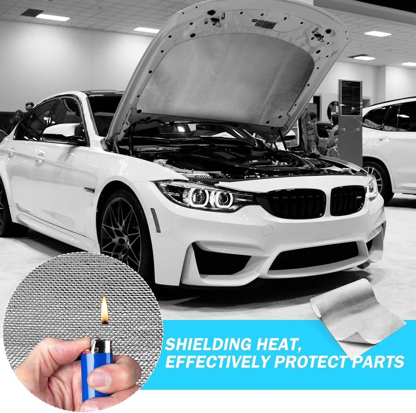 2 Pcs 24'' x 48'' Aluminized Heat Shield Thermal Barrier Adhesive Backed Blanket Wrap Fiberglass Insulation Reflective Material High Temp Protection for Exhaust Wood Fireplace Stove