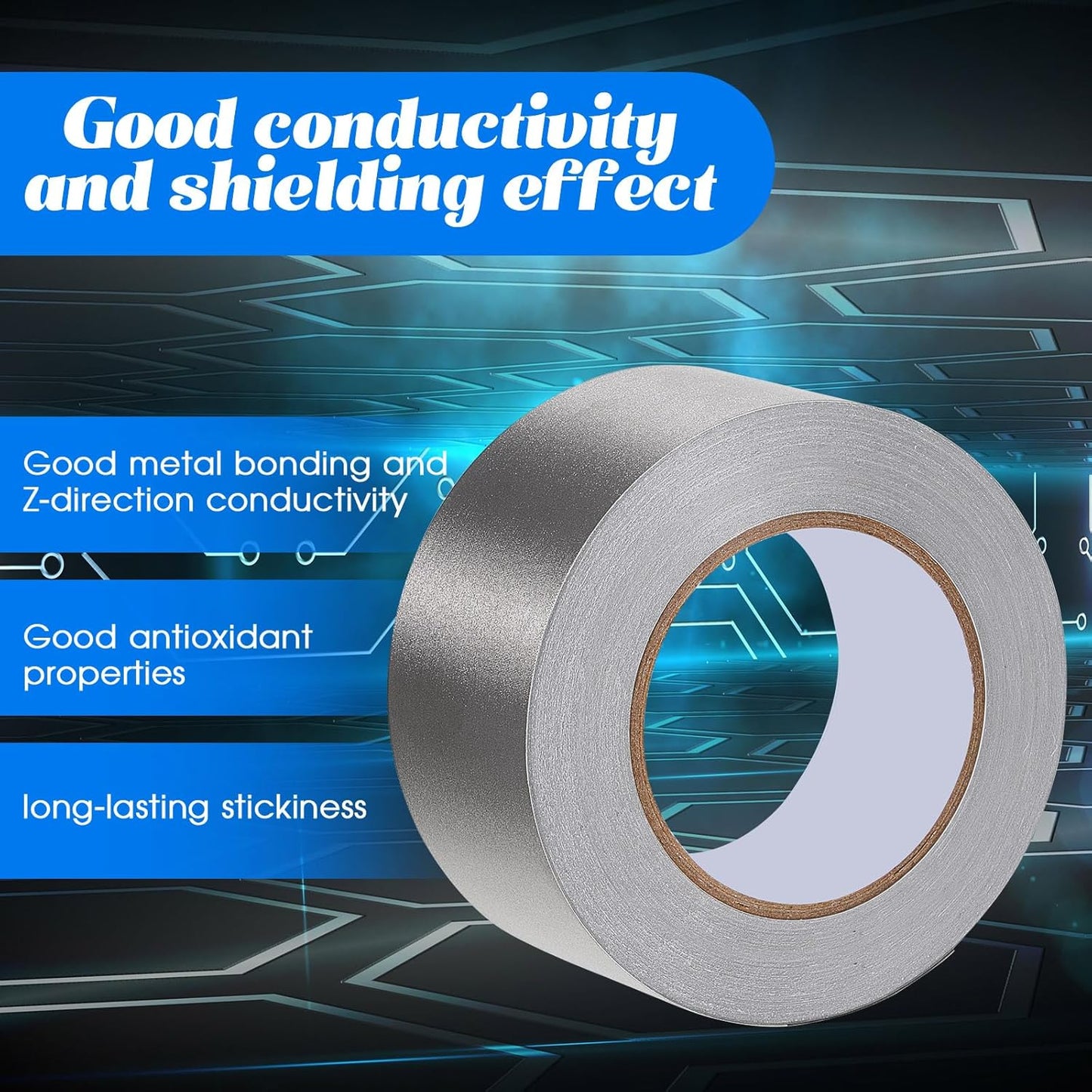 3 Roll Double Conductive Fabric Tape Cloth Adhesive Roll(1in x 100ft, 1.5in 2in 100ft)  1in 100ft