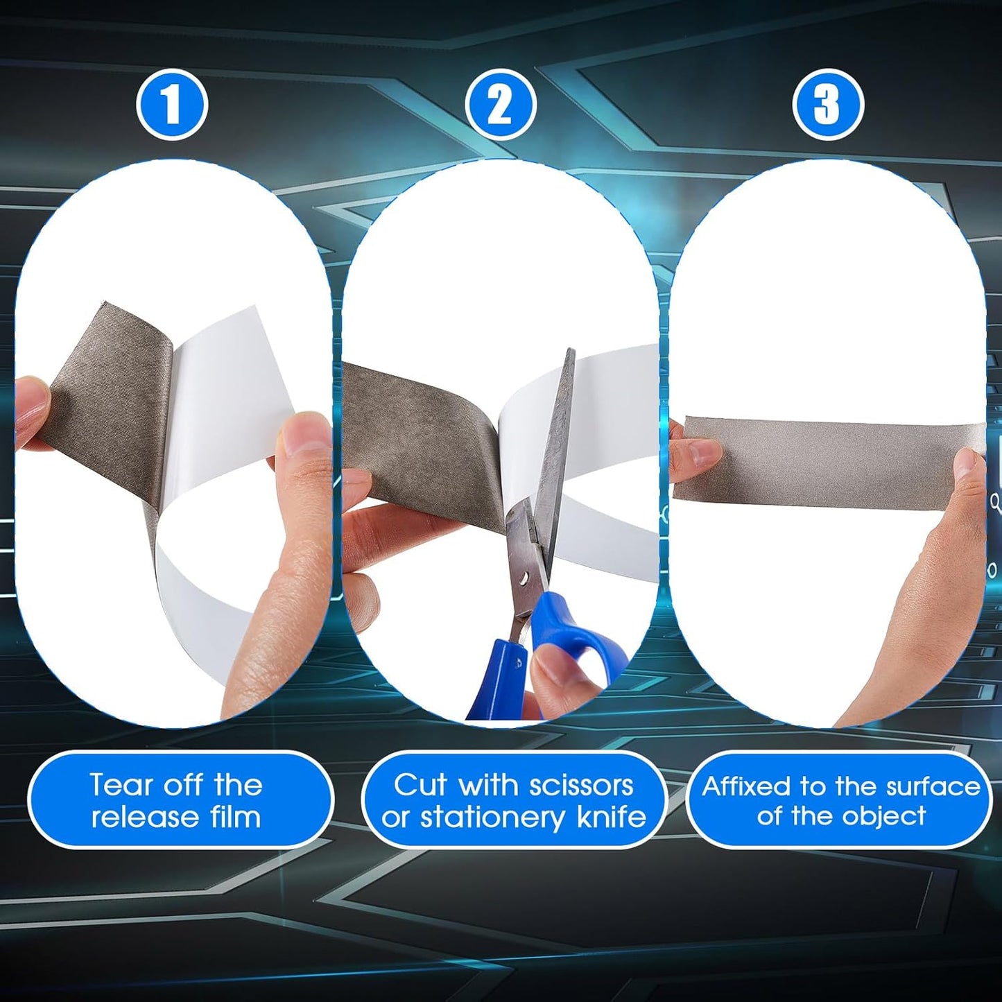 3 Roll Double Conductive Fabric Tape Cloth Adhesive Roll(1in x 100ft, 1.5in 2in 100ft)  1in 100ft