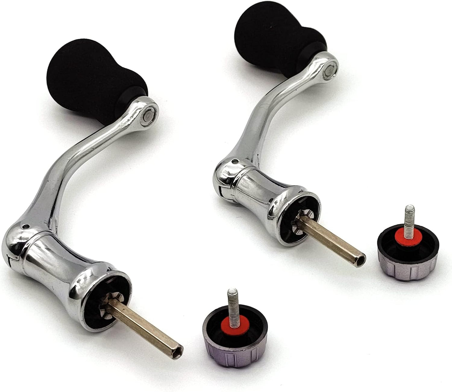 Fishing Spinning Reel Handle, All-Metal, with The Grip EVA for Reels Replacement Parts,2 Pack, Silver, Medium Large