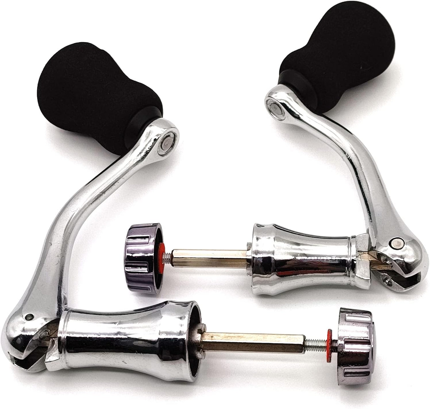 Fishing Spinning Reel Handle, All-Metal, with The Grip EVA for Reels Replacement Parts,2 Pack, Silver, Medium Large