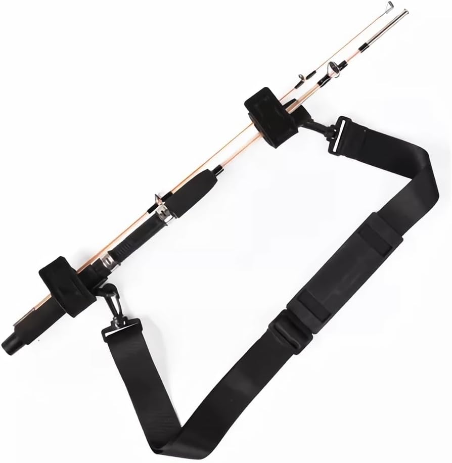 Fishing Rod Carry Strap，Sling Band Adjustable Shoulder Belt Tackle Holder，Nylon (2)