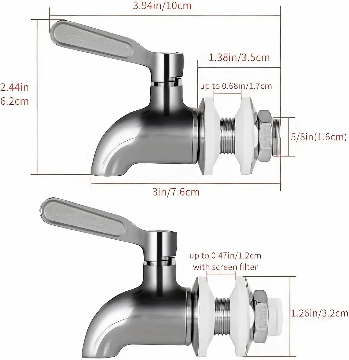 Stainless Steel Beverage Jar Dispenser Replacement Spigot Faucet, For Dispensers - Durable Outdoor Water Faucet Sun Tea Jars, Perfect Parties & Camping 16mm（5/8 inch）