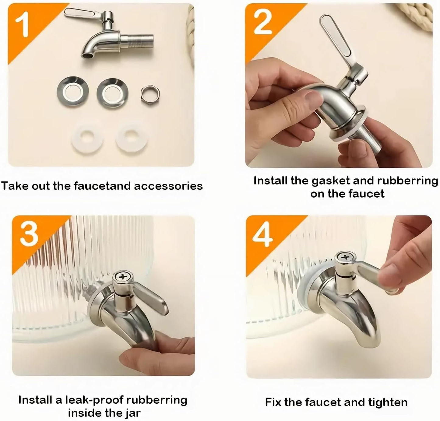 Stainless Steel Beverage Jar Dispenser Replacement Spigot Faucet, For Dispensers - Durable Outdoor Water Faucet Sun Tea Jars, Perfect Parties & Camping 16mm（5/8 inch）