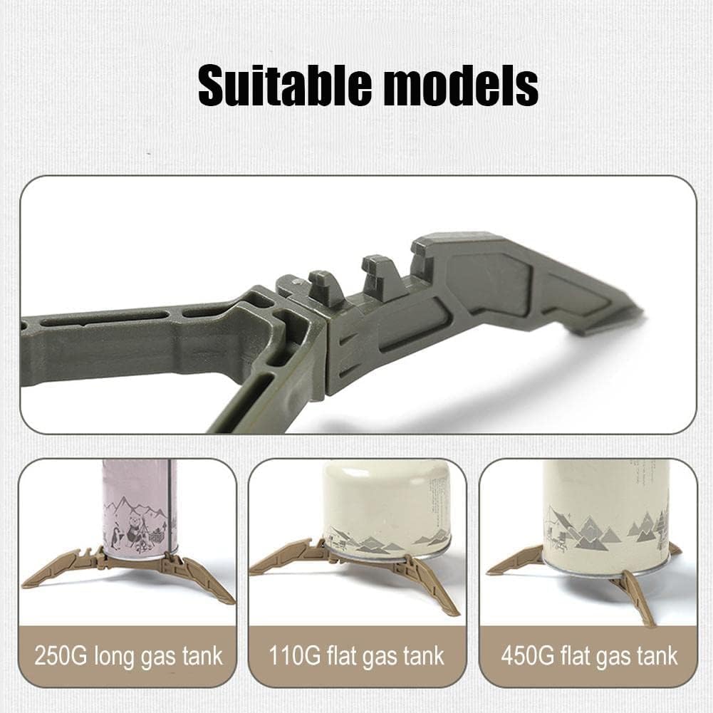 2Pcs Camping Stove Fuel Can Stabilizer, Mini Foldable Outdoor Hiking Cooking Gas Tank Bracket,Foldable Cartridge Canister Tripod (Black)