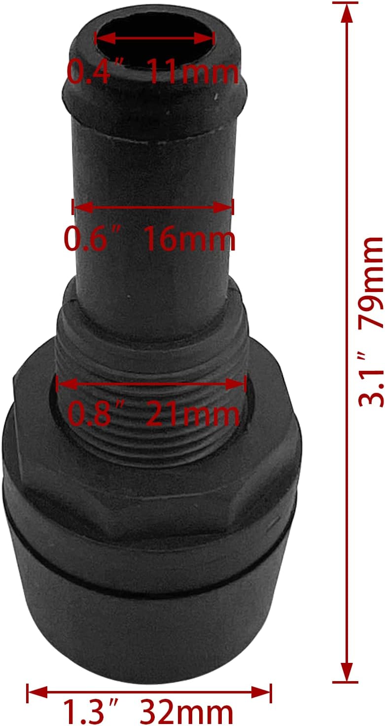 2PCS 5/8" Polypropylene Fuel Vent, Plastic Marine Thru Hull Exhaust Applicable to Connecting Φ 16Mm Hose Ventilation Device,Black