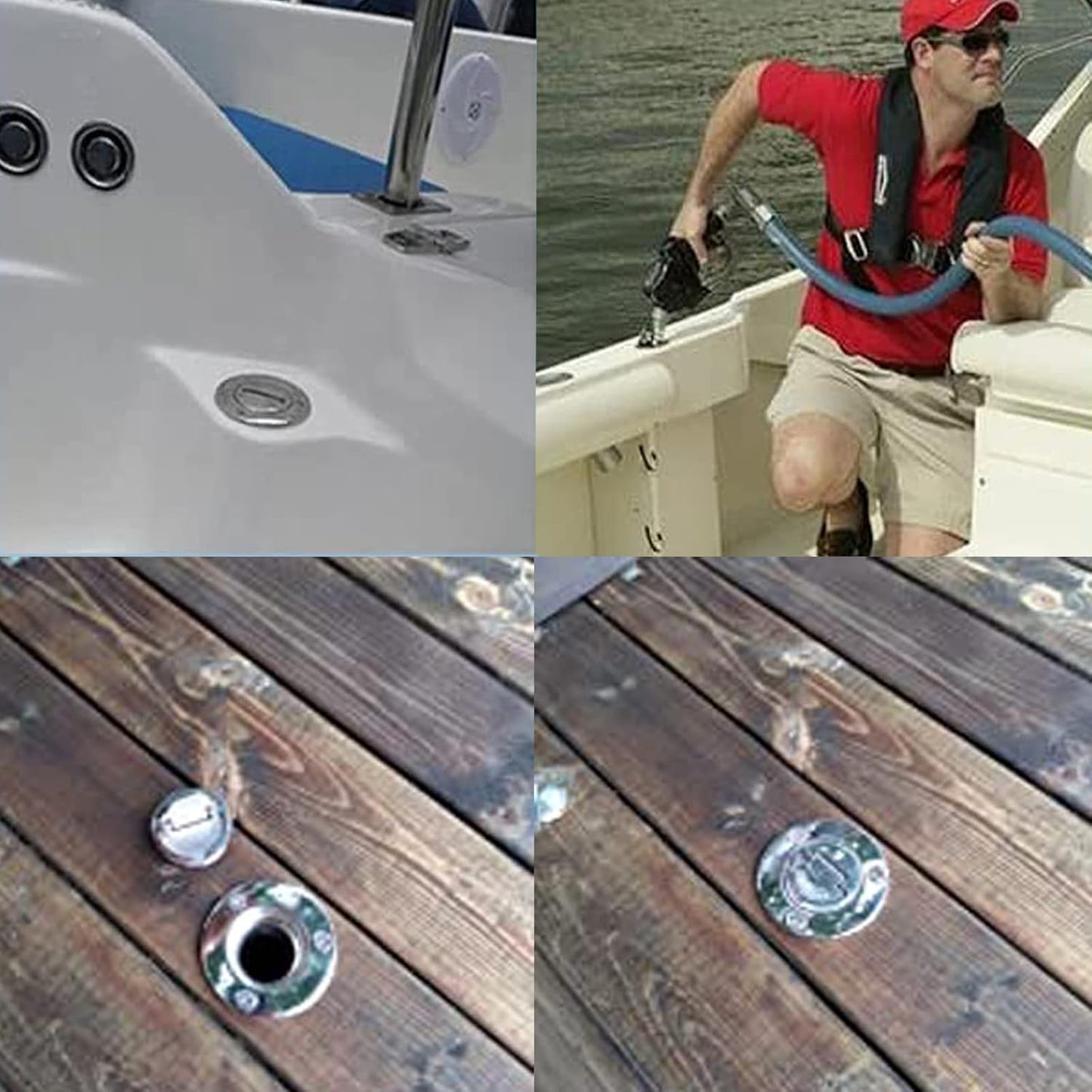 1-1/2"(38mm) Boat Gas Deck Fill/Filler with Keyless Cap Screws, Marine Mirror Polished 316 Stainless Steel Hardware Angled Neck for Yacht Caravan